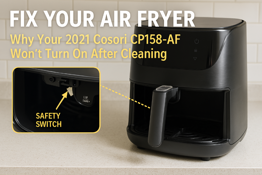 Fix Cosori CP158-AF air fryer power issue after cleaning Cosori CP158-AF air fryer not turning on after cleaning